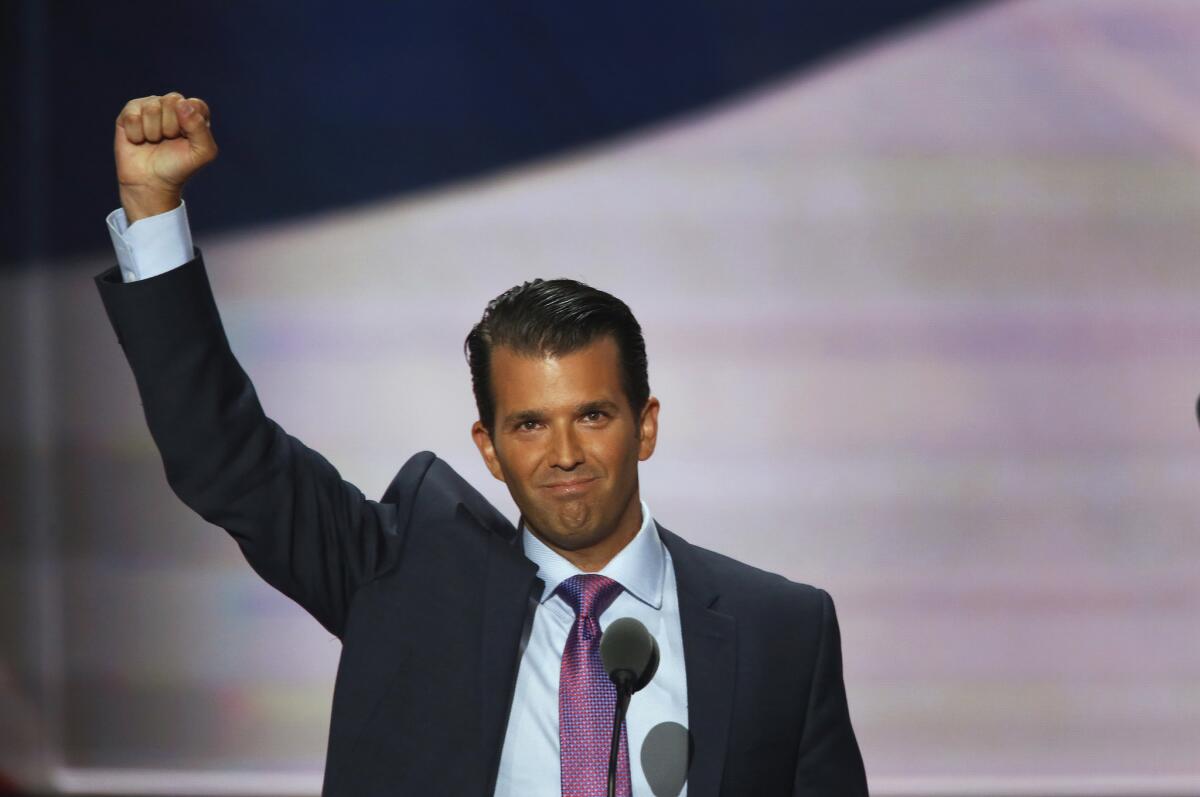 Donald Trump Jr. in Cleveland last year during the Republican National Convention.