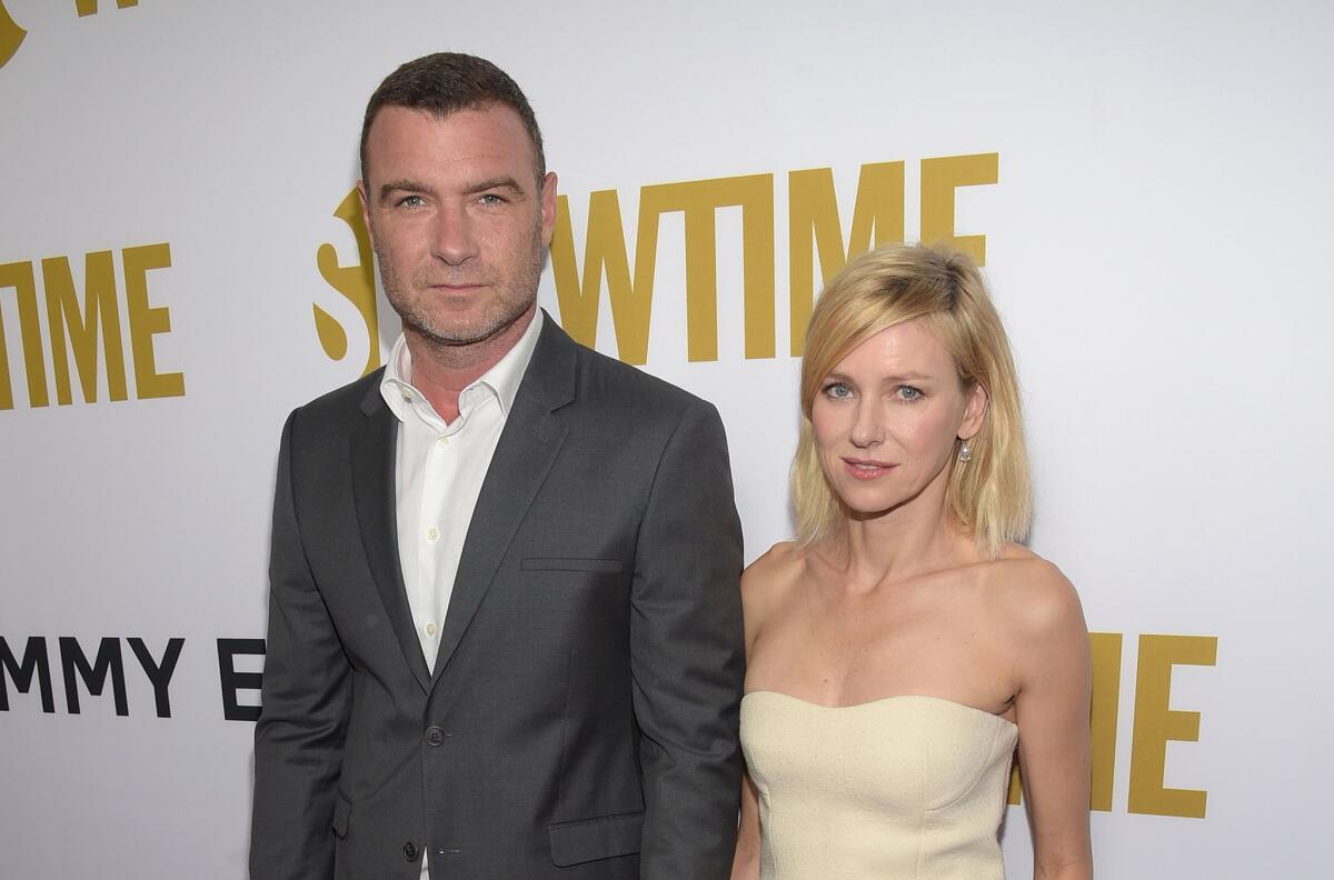 Actor Liev Schreiber and actress Naomi Watts attend the Showtime 2015 Emmy Eve Party at Sunset Tower Hotel in West Hollywood.