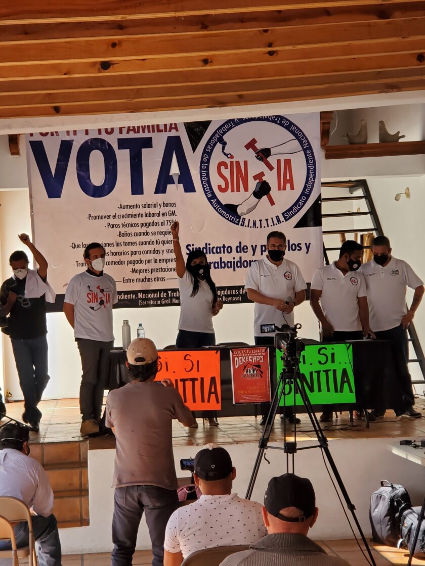 El sindicato independiente celebra un mitin en Silao el domingo anterior a las elecciones.