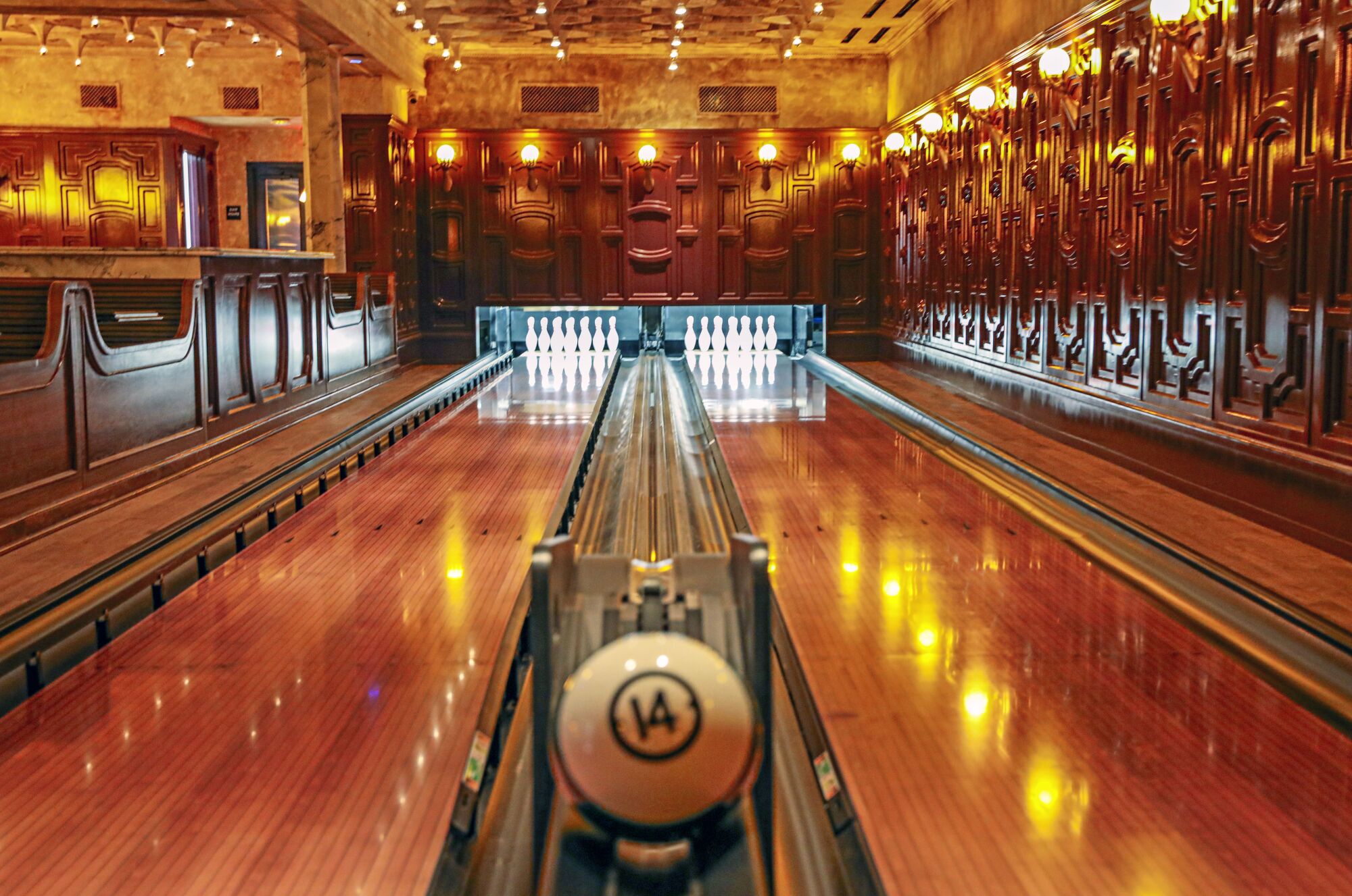 The Gutter bar and game room features a bowling alley.