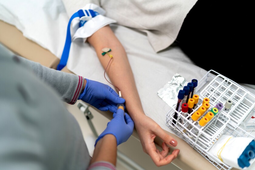 A patient is given medication intravenously