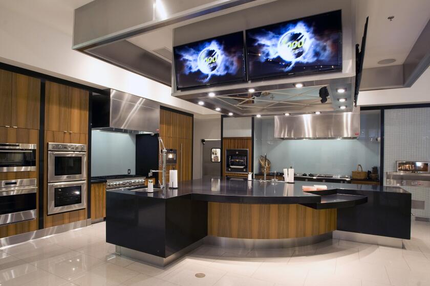 Pirch has a fully functional kitchen where cooking demonstrations are held frequently. This is where they can also show off some of the new cooking features on some of the appliances they sell. Additional Information: pirch.11xx 10/9/14 Photo by Nick Koon / Staff Photographer. Pirch store for interior design and appliances located in Costa Mesa.