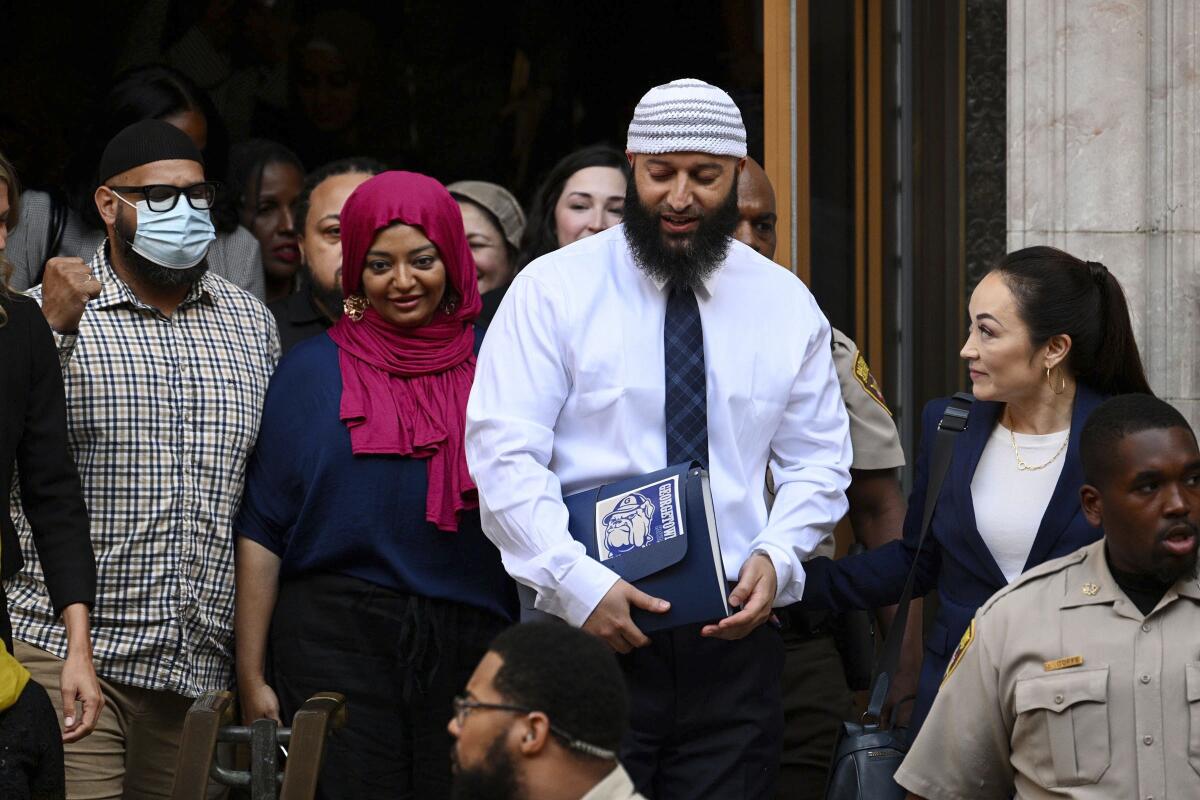 Released prisoner Adnan Syed leaving courthouse