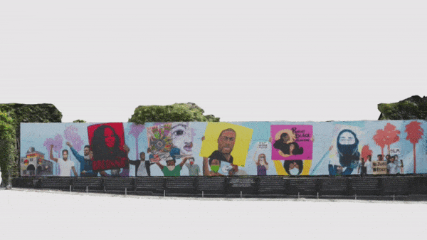 The legendary comedy club, The Laugh Factory, offered its parking lot billboard to five artists who painted a 148-foot-long mural in honor of the Black Lives Matter movement. The mural was captured in 3-D using drone photogrammetry. For the full augmented reality experience, click on the link above on an iPhone 8 or later with the latest version of iOS. (Produced by Nani Sahra Walker in partnership with the Yahoo News XR Partner Program)