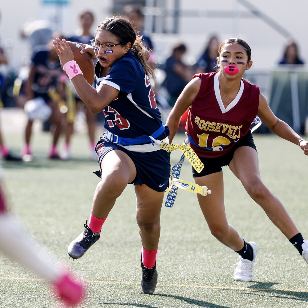 Girls' flag football at the East L.A. Classic provides a new twist to a