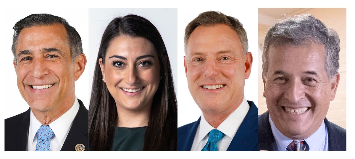Portraits of Reps. Darrell Issa, Sara Jacobs, Scott Peters and Juan Vargas