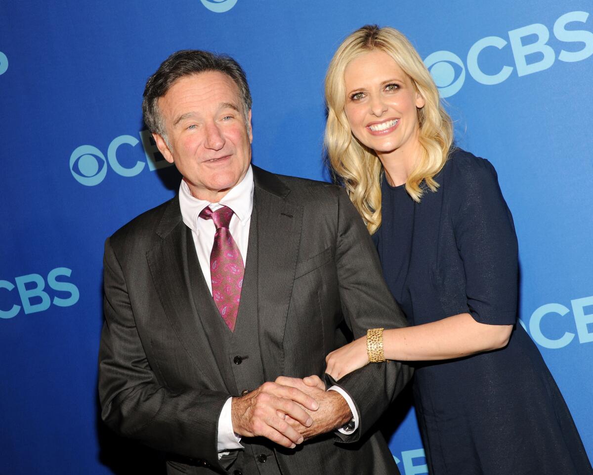 CBS is close to finishing its spring advertising sales. Above, Robin Williams and Sarah Michelle Gellar -- stars of the upcoming CBS sitcom "The Crazy Ones" -- at the CBS upfront presentation party in New York.