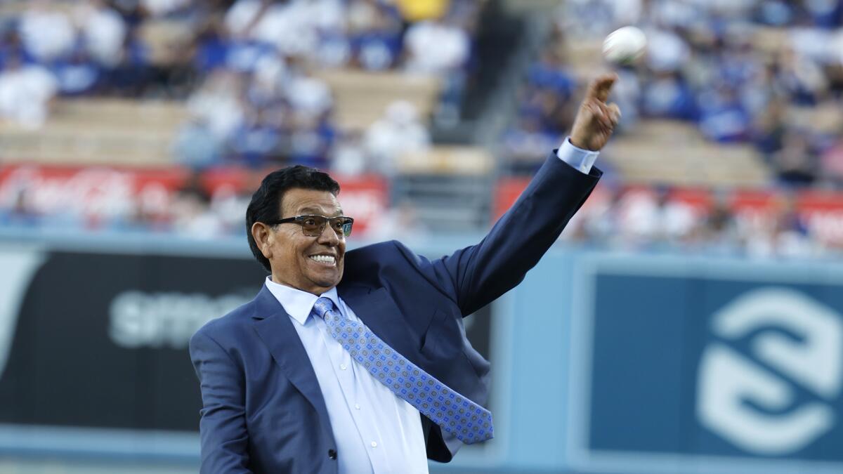 Fernando Valenzuela #34 Los Angeles Dodgers Rainbow Blue White