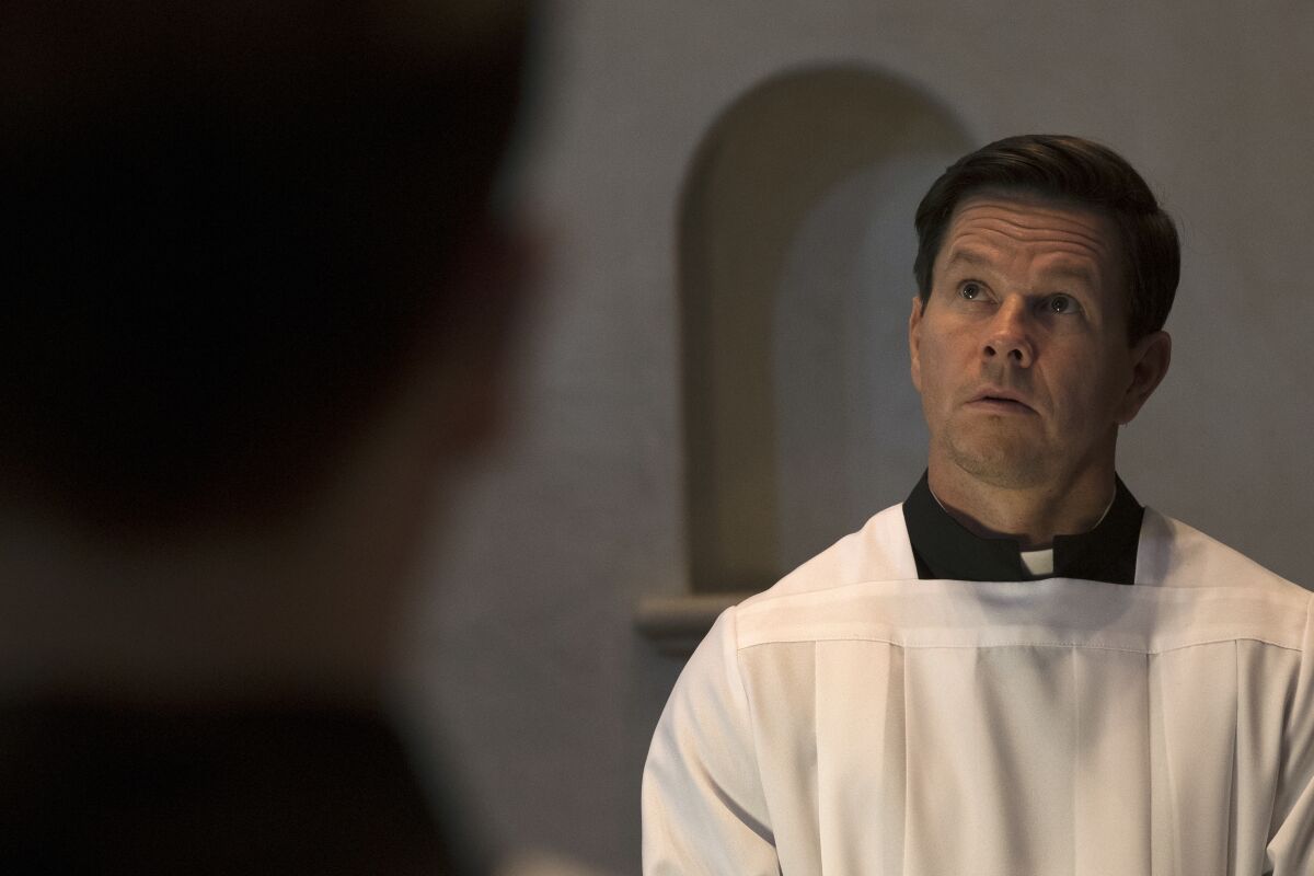 This image released by Sony Pictures shows Mark Wahlberg, as Stuart Long, in a scene from "Father Stu." (Karen Ballard/Sony Pictures via AP)