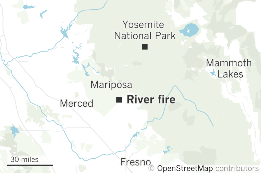 The River fire broke out Sunday afternoon in the foothills of the High Sierra.