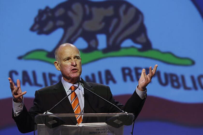 Gov. Jerry Brown is the beneficiary of voters' better view of the economy, reaching 50% job approval rating.