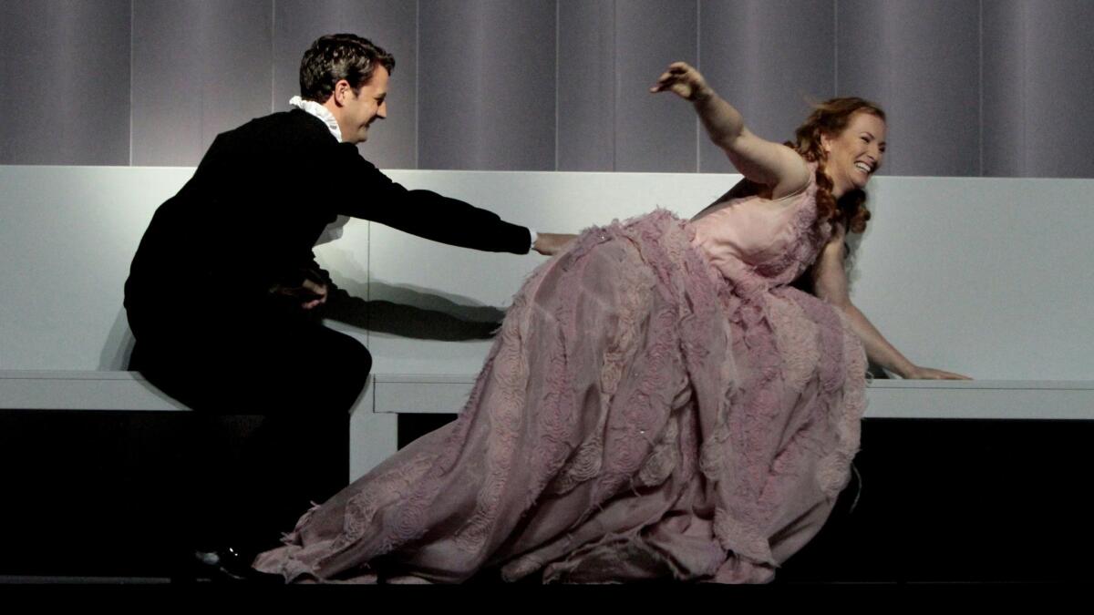 Liam Bonner and Paula Murrihy in Purcell's "Dido and Aeneas" by Los Angeles Opera at the Dorothy Chandler Pavilionon Oct. 22, 2014.