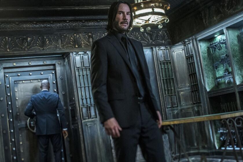 This image released by Lionsgate shows Keanu Reeves in a scene from "John Wick: Chapter 3 - Parabellum." The third installment of the hyper violent Keanu Reeves franchise has taken the top spot at the North American box office and ending the three-week reign of Avengers: Endgame. Studios on Sunday, May 19, 2019, say John Wick: Chapter 3 - Parabellum has grossed an estimated $57 million in its opening weekend. (Niko Tavernise/Lionsgate via AP)
