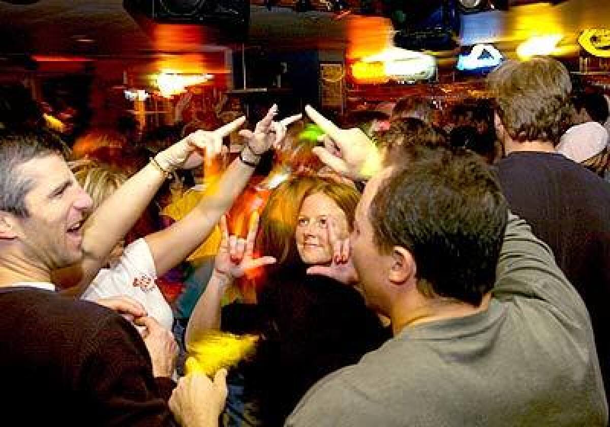 Partiers take to a crowded dance floor at Buffalo Bills nightclub in Whistler Village.