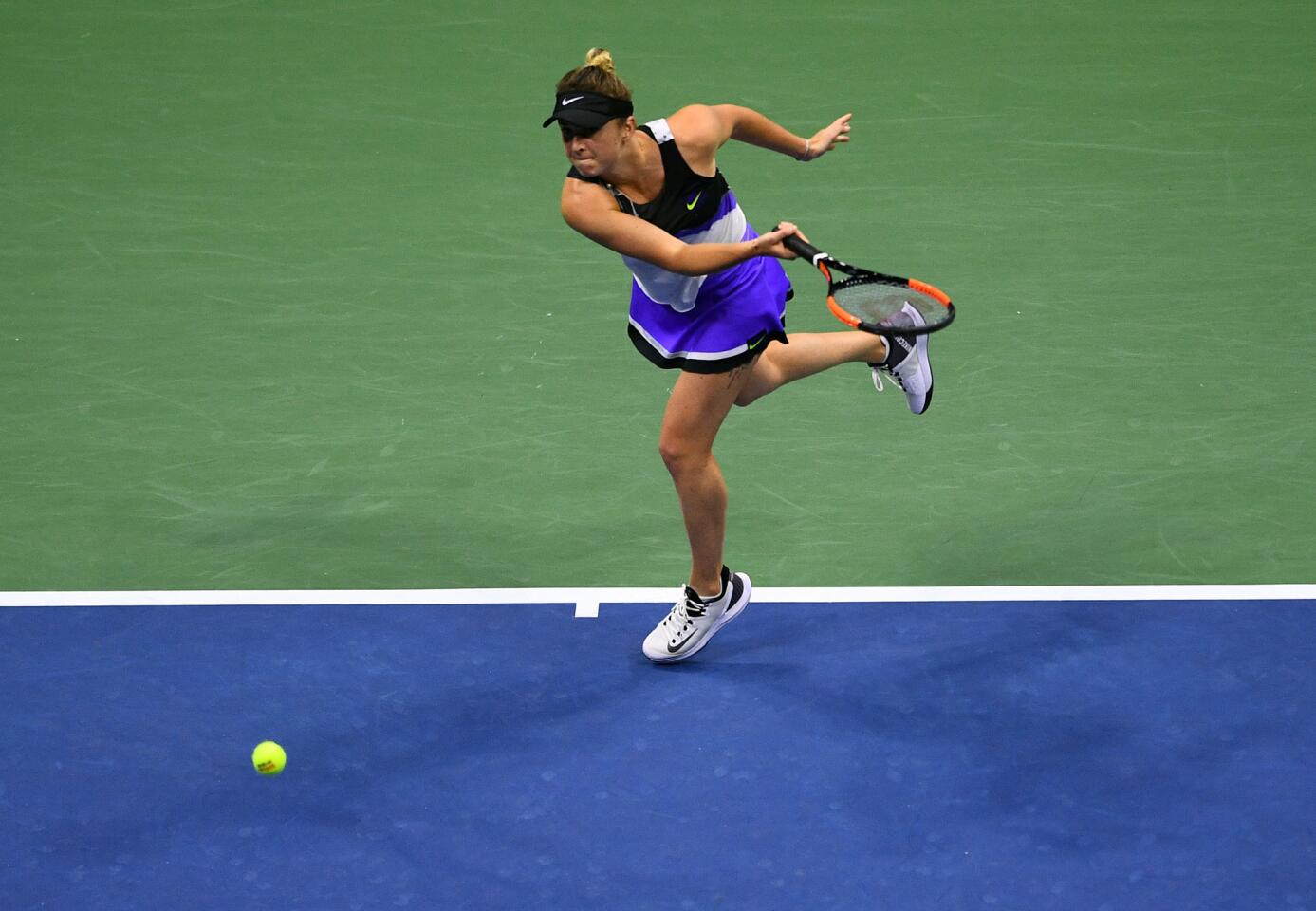 Elina Svitolina hits a return against Serena Williams during their Women's Singles semifinal match inside the Billie Jean King National Tennis Center in Queens on Sept. 5, 2019.