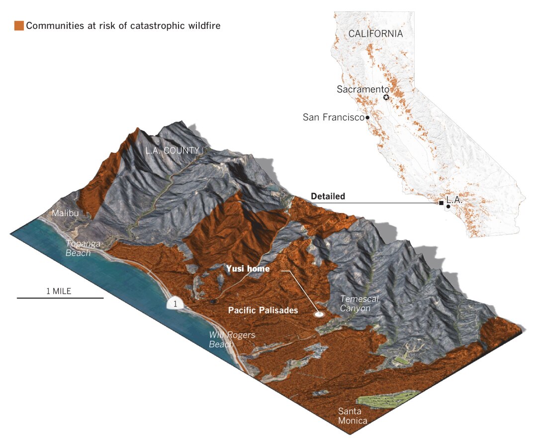 Pacific Palisades is among the communities at risk of catastrophic wildfire.