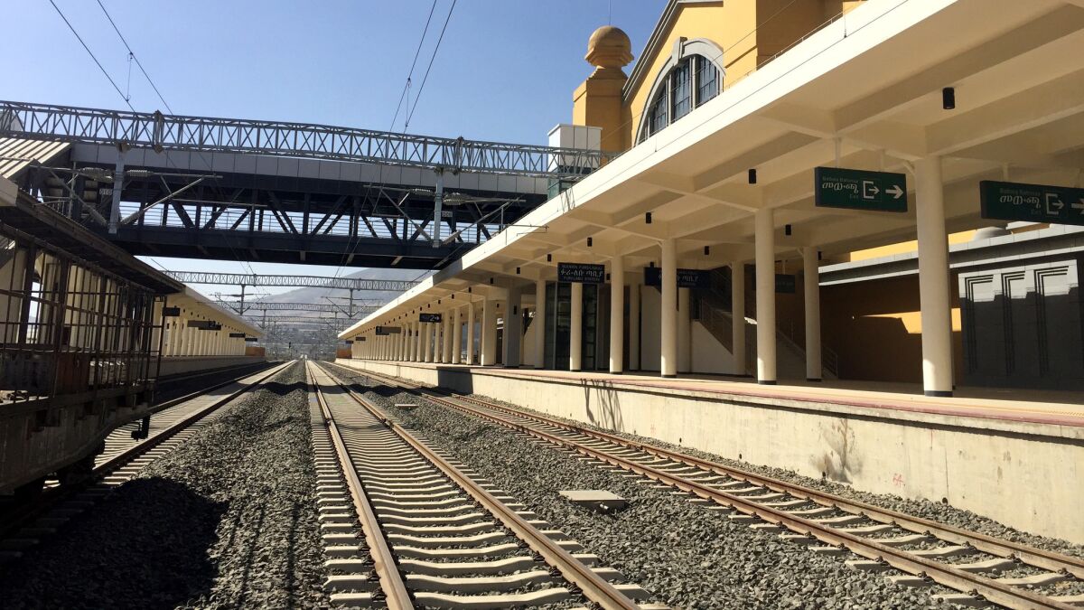 The new train station in Addis Ababa, Ethiopia, is one terminus of the Chinese-built Ethiopia-Djibouti Railway, which extends to the port of Djibouti.