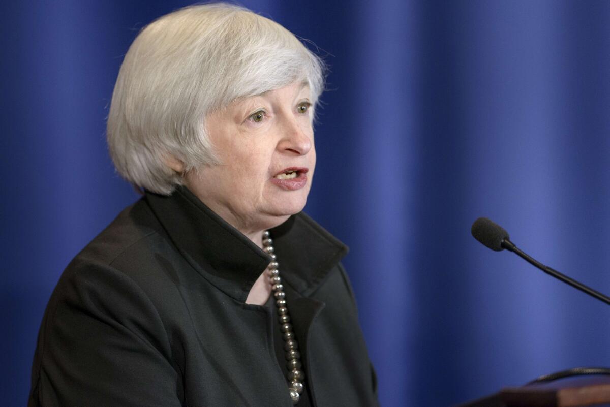 Federal Reserve Chairwoman Janet L. Yellen speaks at a Fed forum on Nov. 13.