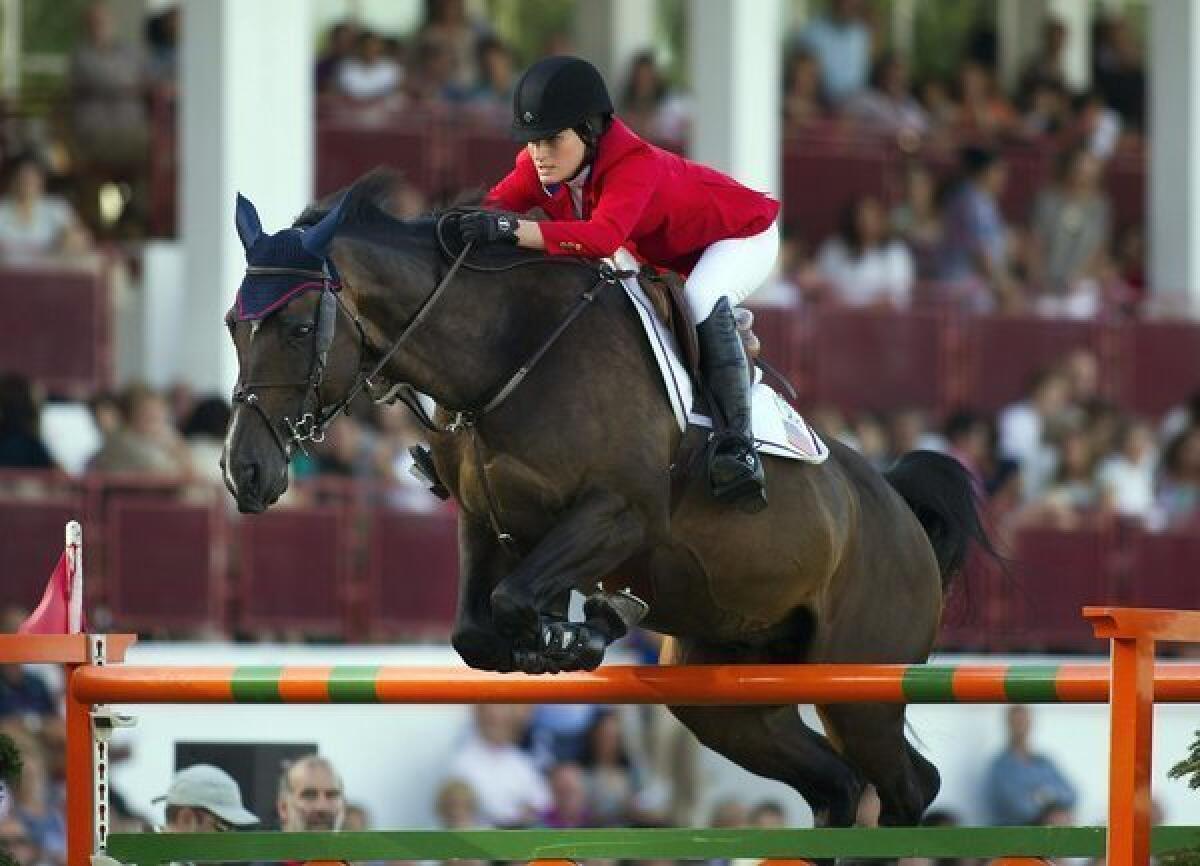 Jessica Springsteen rides Vornado Van Den Hoemndrik during the CSIO tournament in Gijon, Spain, on Aug. 30.