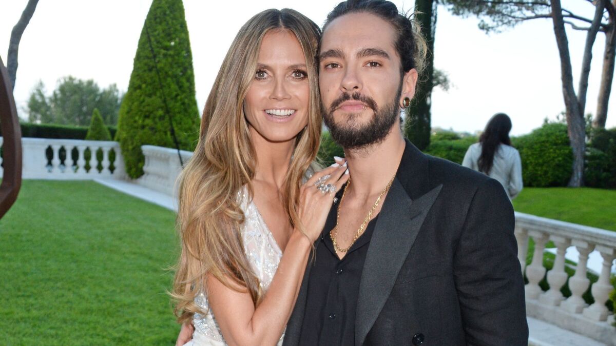 Supermodel Heidi Klum and musician Tom Kaulitz arrive at the amfAR Gala Cannes 2018 in France in May.