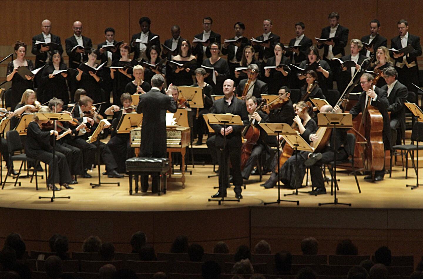The composer's late oratorio "Theodora" is a four-hour contemplation of spiritual constancy amid global chaos. A considered, probing performance by the English Consort conducted by Harry Bicket at Segerstrom Hall stayed a course few world leaders these days manage.