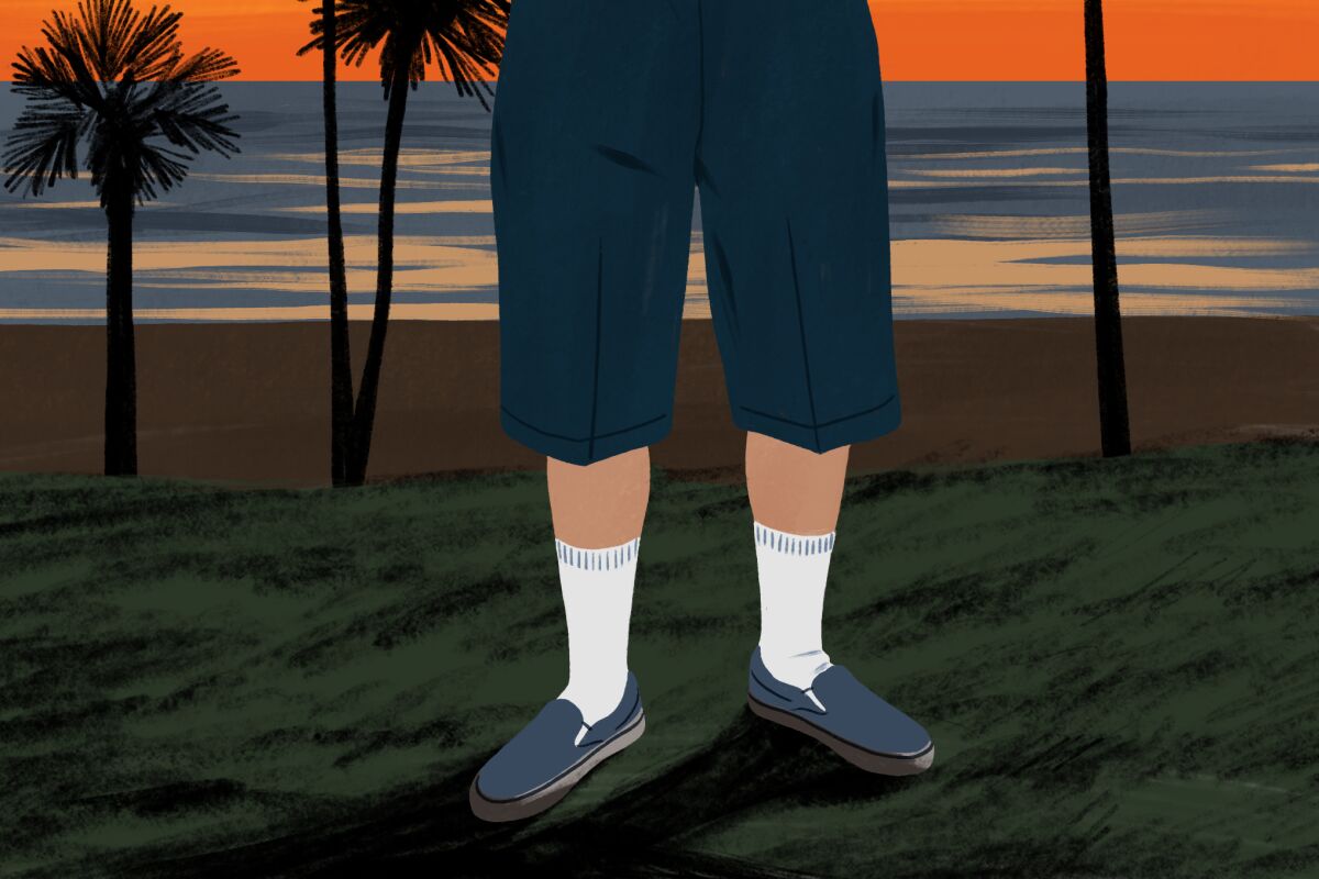 An illustration of shorts and crew socks.