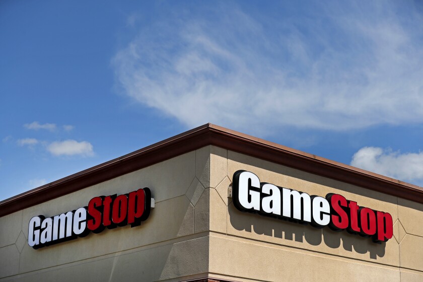 A GameStop store is seen Thursday, May 7, 2020, in St. Louis. (AP Photo/Jeff Roberson)