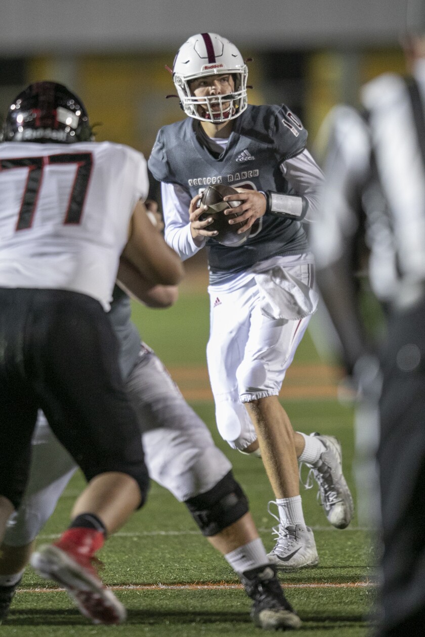 Scripps Ranch High quarterback Jax Leatherwood has 48 touchdown passes and just two interceptions as a junior.