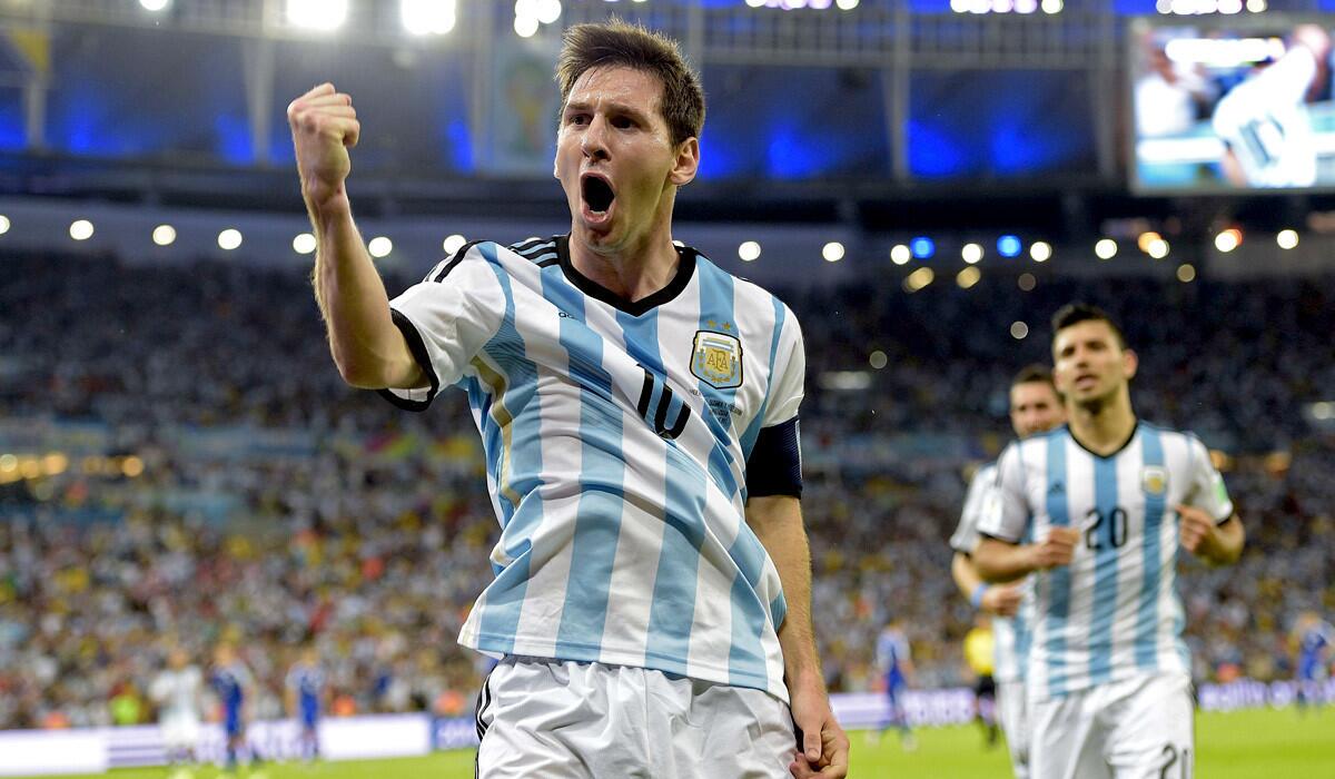 Argentina's forward Lionel Messi celebrates after scoring against Bosnia-Herzegovina in a World Cup Group F game on Sunday at Maracana Stadium in Rio De Janeiro.