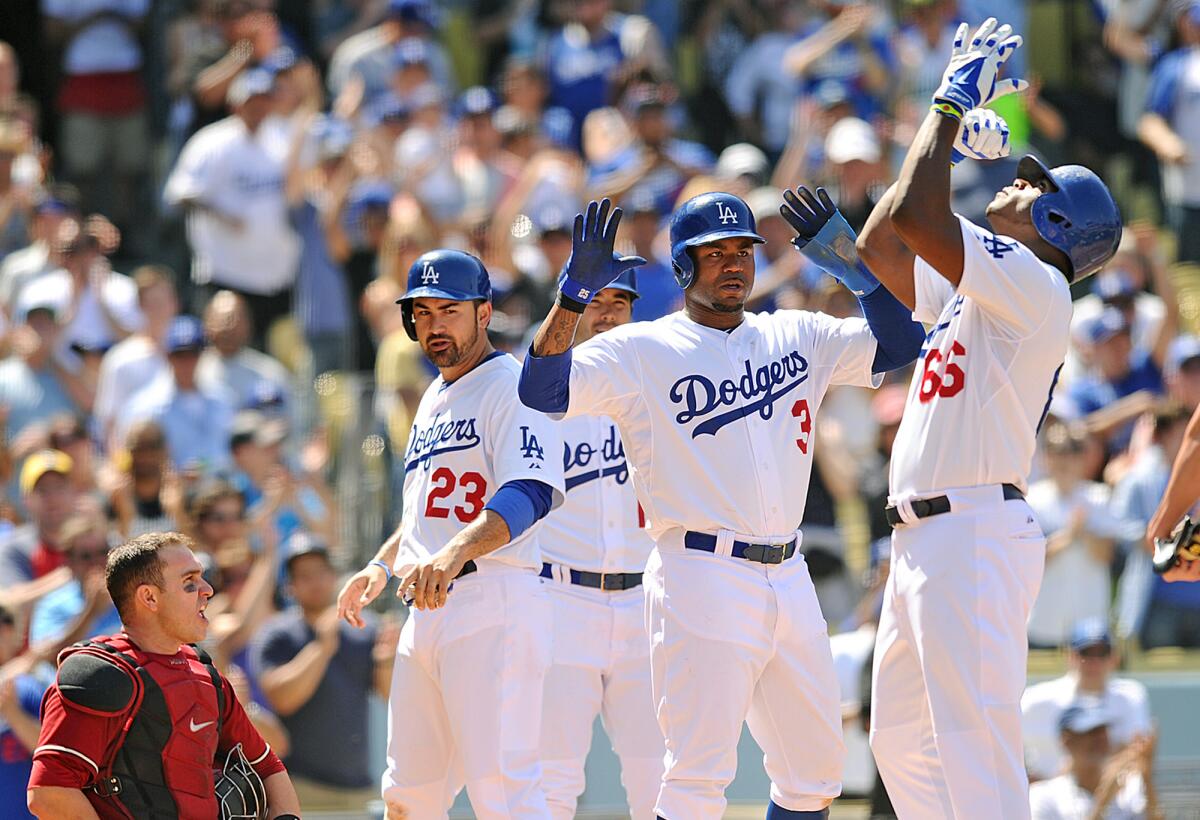 While Yasiel Puig (66) has made plenty of noise and news this season, the Dodgers have been just average.