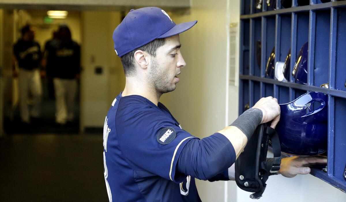Brewers outfielder Ryan Braun prepares for a game against the Cubs at Miller park last season. He had struggled with nerve damage near his thumb for the better part of two seasons.