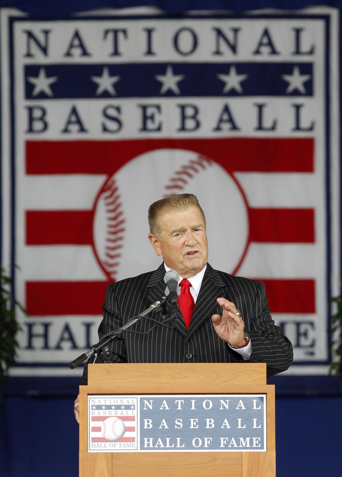 Whitey Herzog at his Baseball Hall of Fame induction in 2010.