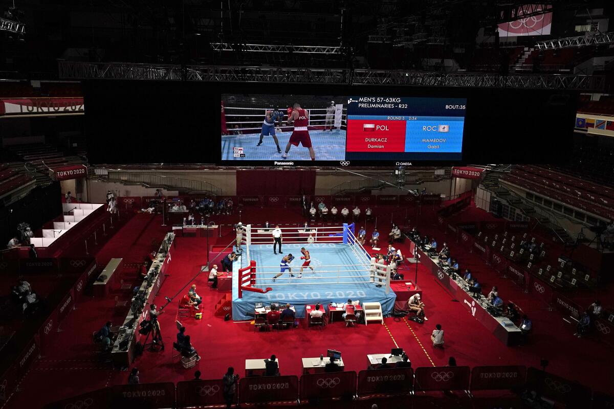 Vista de la arena de boxeo de los Juegos Olímpicos d Tokio 