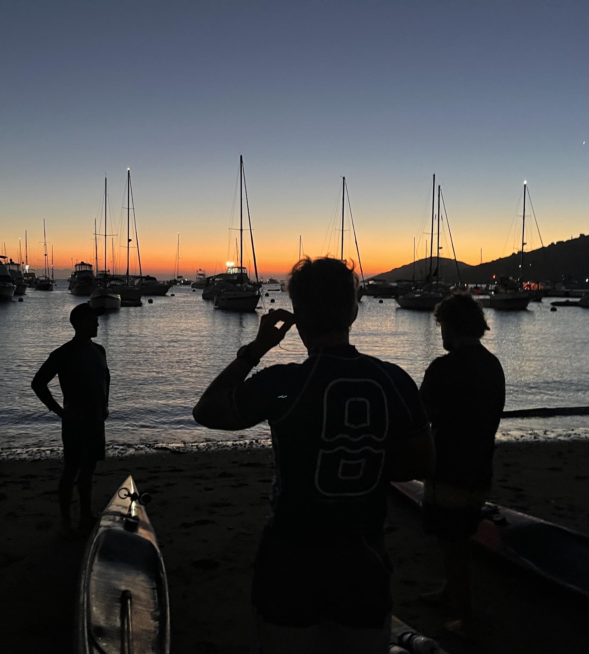 Racers prepare for the dawn start of the Catalina Classic.