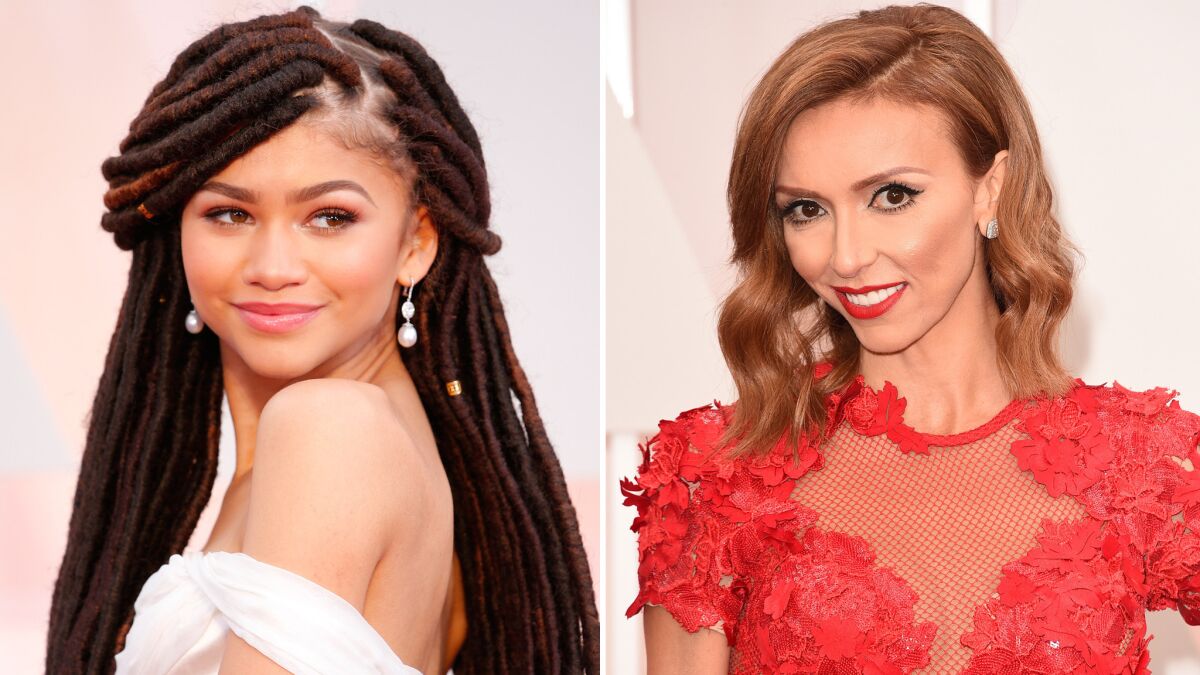 Actress Zendaya, left, calls "Fashion Police" host Giuliana Rancic, right, "ignorant" after Rancic said the actress' dreadlocks might smell like "patchouli oil or weed" on the show.