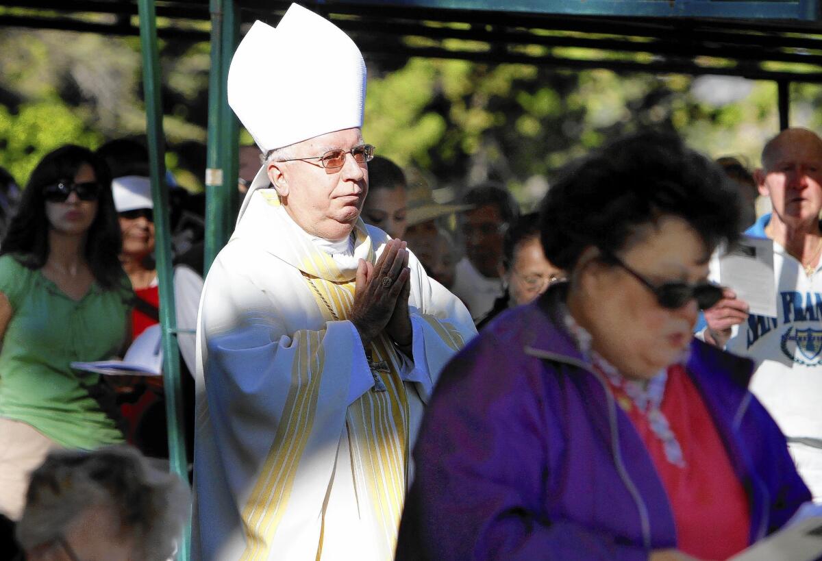 Then-Auxiliary Bishop of Orange County Cirilo Flores is seen in November 2010. Flores, named bishop of San Diego last year, has died at 66.