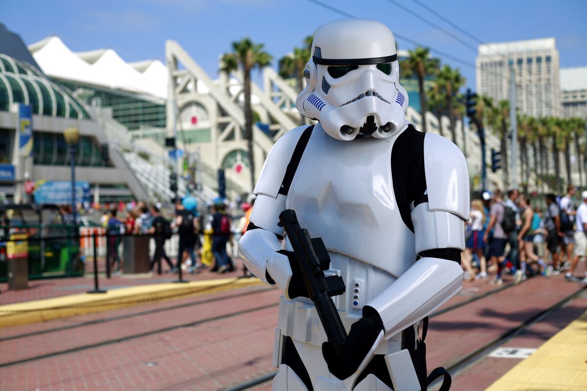 Robert Meyers of Tampa dressed as a Storm Trooper at Comic-Con in San Diego on July 21, 2017. (Photo by K.C. Alfred/The San Diego Union-Tribune)