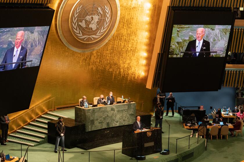 US President Joe Biden speaks during the United Nations General Assembly (UNGA) in New York, US, on Sept. 21, 2022.