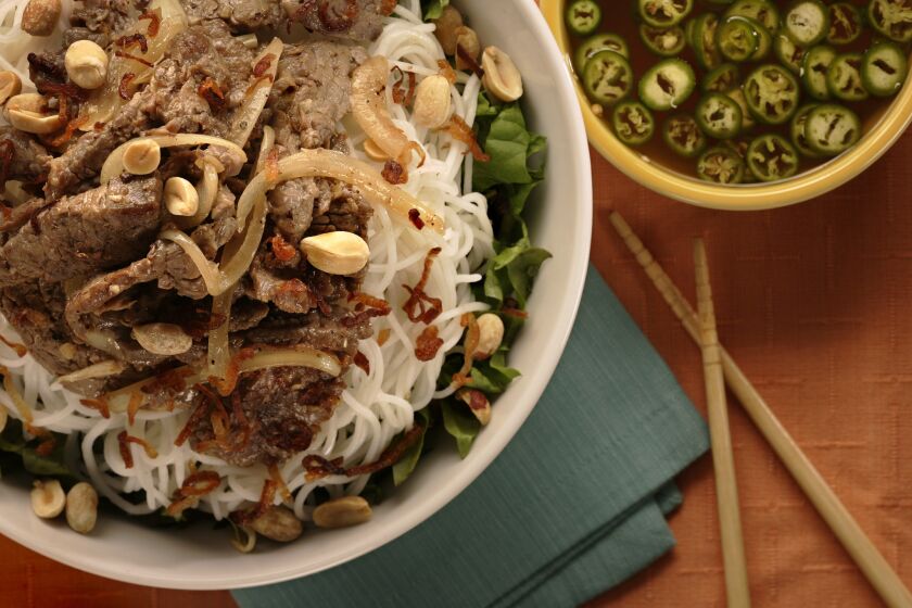 You can't go wrong here when you're craving a great noodle bowl. Recipe: Rice noodle bowl with stir-fried beef