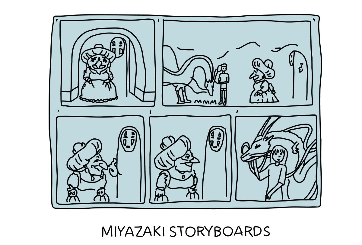 Illustration of Hayao Miyazaki storyboards