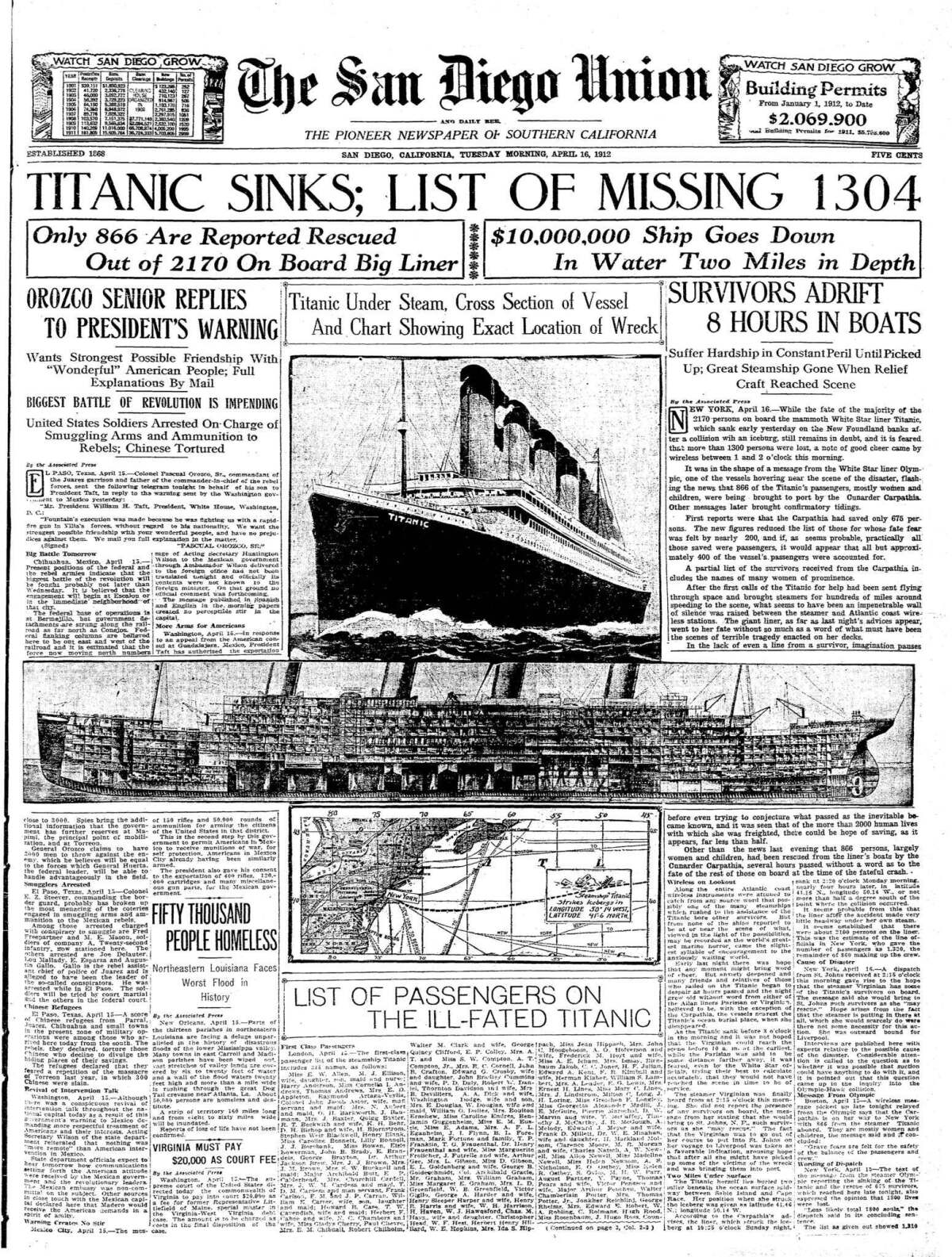 April 16, 1912: Titanic Sinks; Survivors Adrift for Hours - The ...