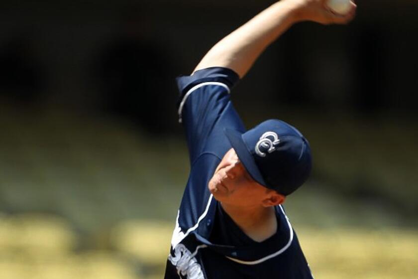Chatsworth freshman Tommy Palomera retired the first nine Birmingham batters and gave up two hits in 5 1/3 innings in the 2014 City Section Division I baseball championship at Dodgers Stadium.