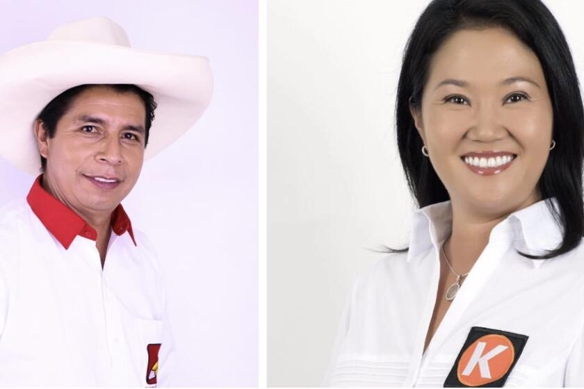 Pedro Castillo y Keiko Fujimori se disputan la presidencia de Perú en los comicios programados para el 6 de junio de 2021.