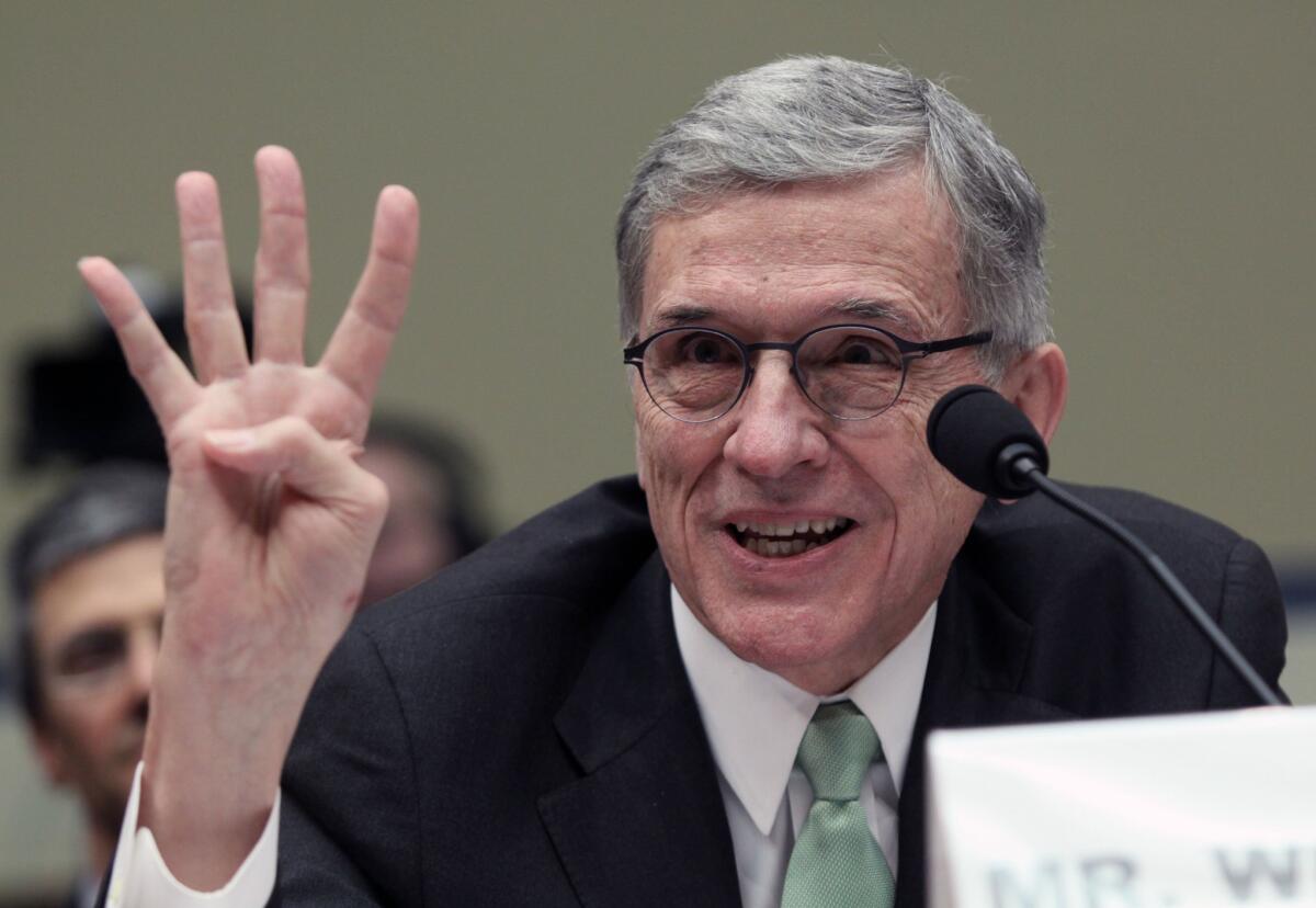 Federal Communications Commission Chairman Tom Wheeler testifies before the House Oversight and Government Reform Committee on March 17.