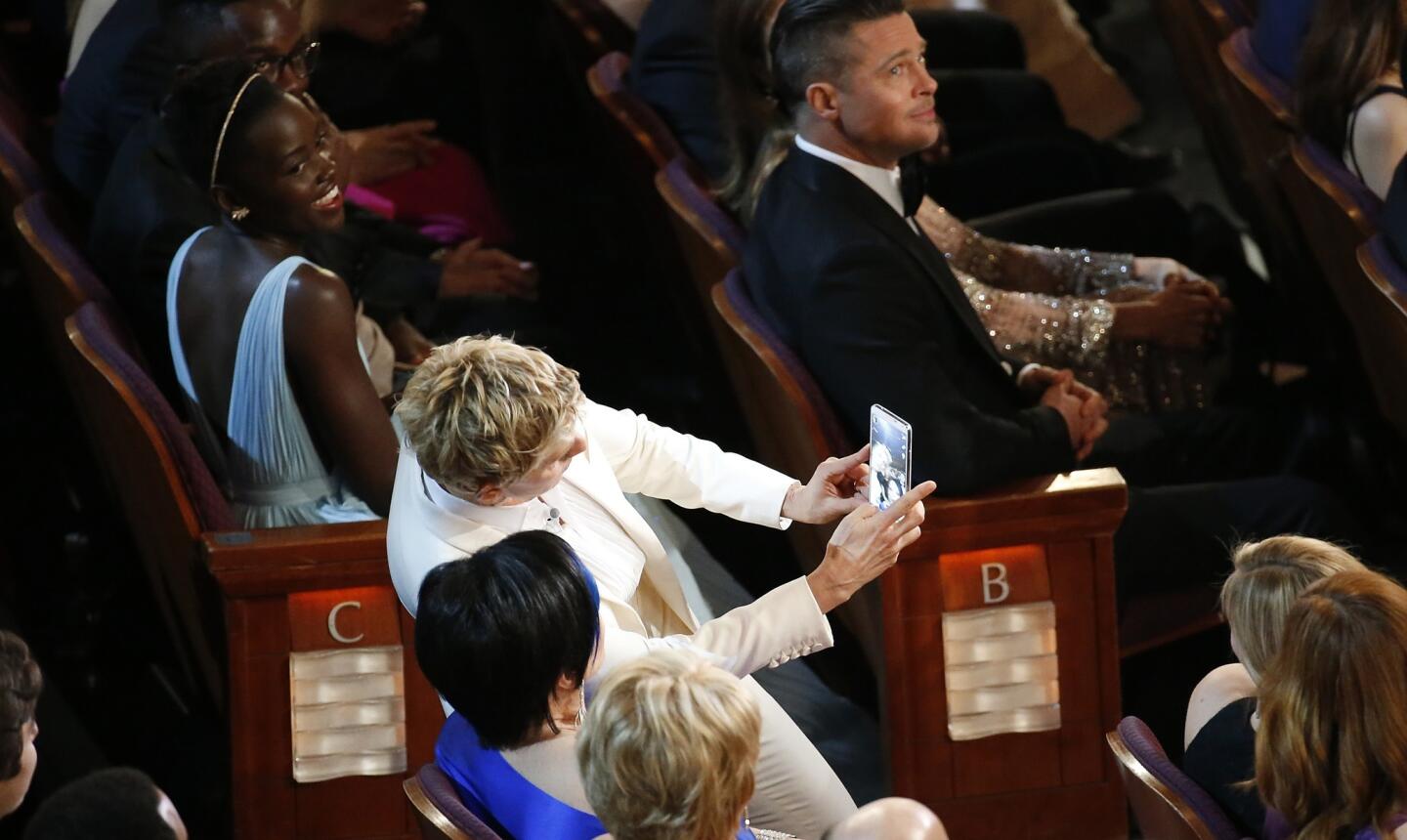 Backstage at the 2014 Academy Awards