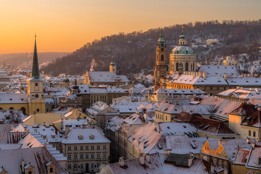 Mala Strana and St. Nicholas Church in old town of Prague