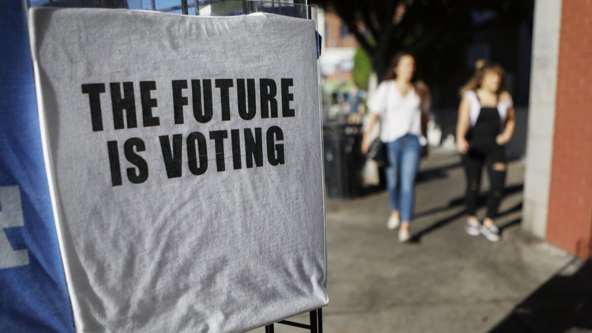 A T-shirt is displayed outside a shop on Friday in Los Angeles.