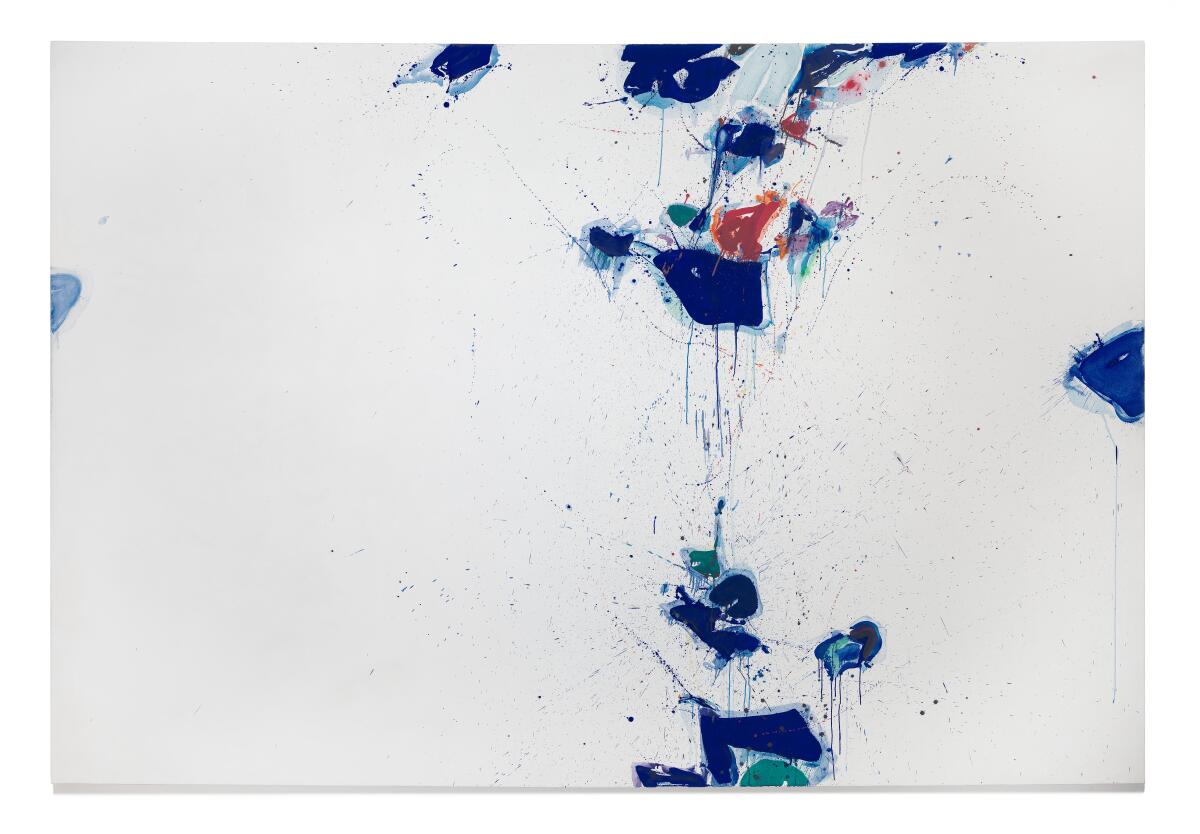 A blue and white painting by Sam Francis