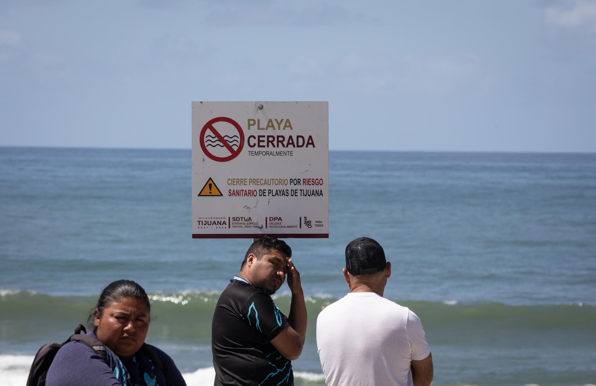 sign saying the beach is not safe for recreational use