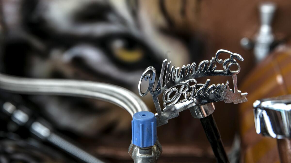 A customized Ultimate Riders dipstick is one of numerous details on Russell Rudolph's '63 Impala.